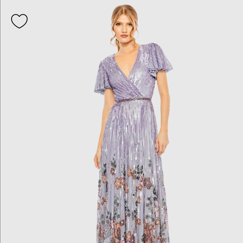 Mac Duggal Purple Floral Maxi Dress